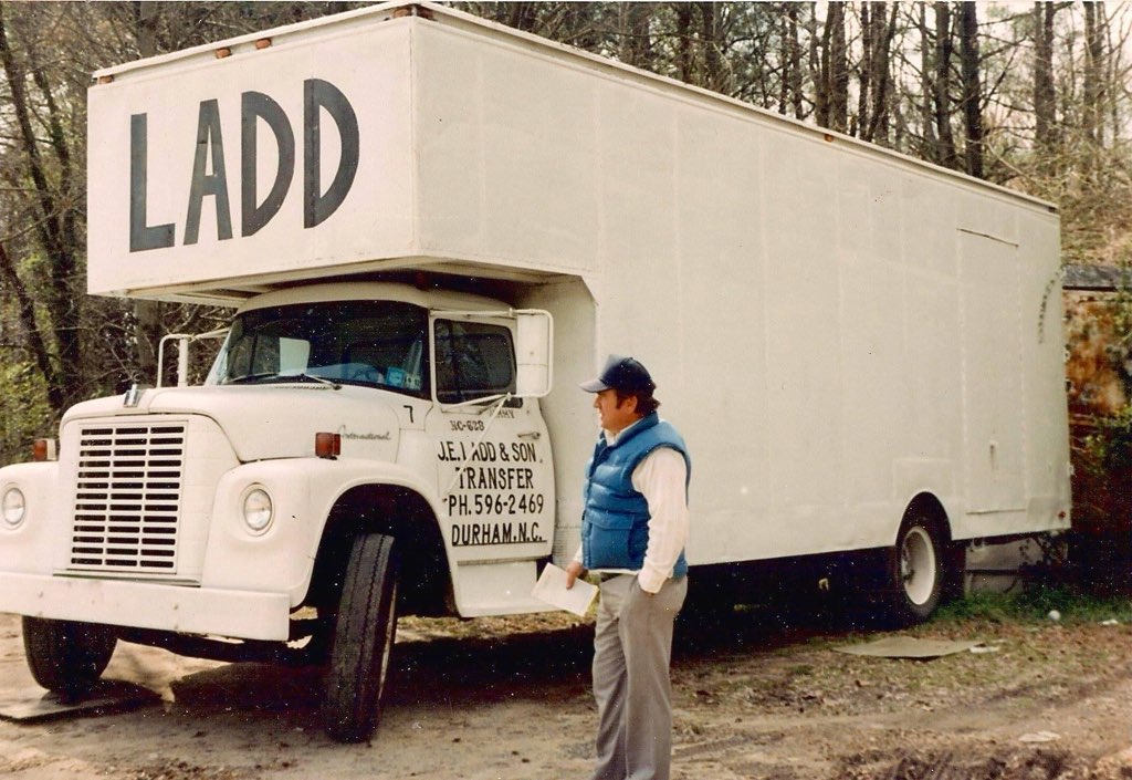 Vintage J.E. Ladd & Son Transfer moving truck in Durham, NC